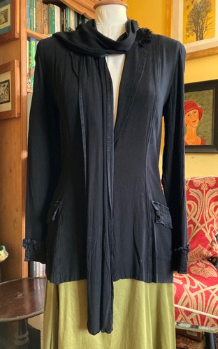 VINTAGE GHOST BLACK SMOKING JACKET SMALL SIZE S - Picture 2 of 6