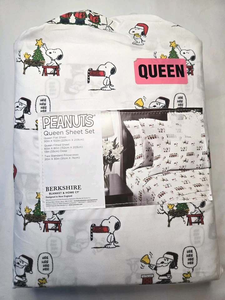 Cacahuetes Gang Snoopy Navidad Villancicos Reina Sábanas Berkshire Nuevo Vacaciones Foto 2 de 2