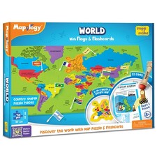 Mapology World Flags Capitals Jigsaw Educational Puzzle 75 Country-Shaped Pcs