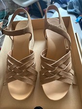 UGG Women’s Brown Suede Strappy Wedge Sandals Ankle Strap Buckle UK 8.5