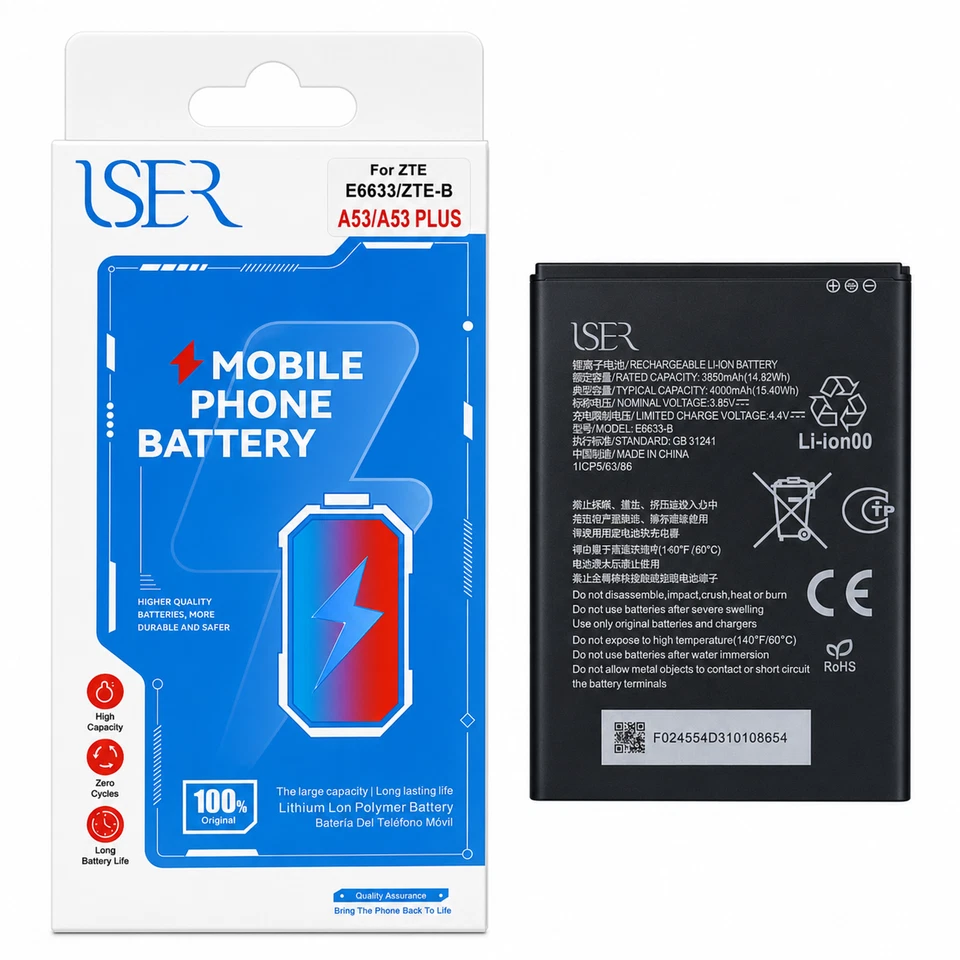 Mobile Batterie USER Für ZTE A53/A53 Plus E6539ZTE-B 4000 mAh 24 H Versand - Bild 1 von 1
