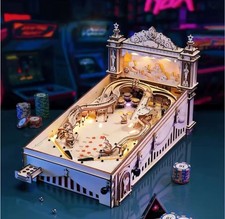 3D Puzzle Rokr Pinball Machine Wooden Amusing Table Game with LED Musicfor Gift