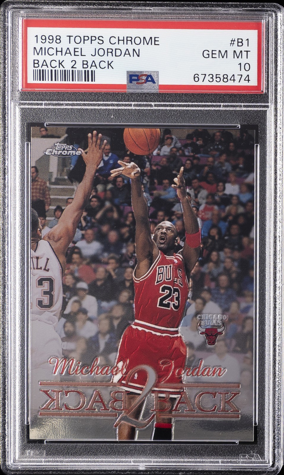 1998 TOPPS CHROME BACK 2 BACK #B1 MICHAEL JORDAN PSA 10