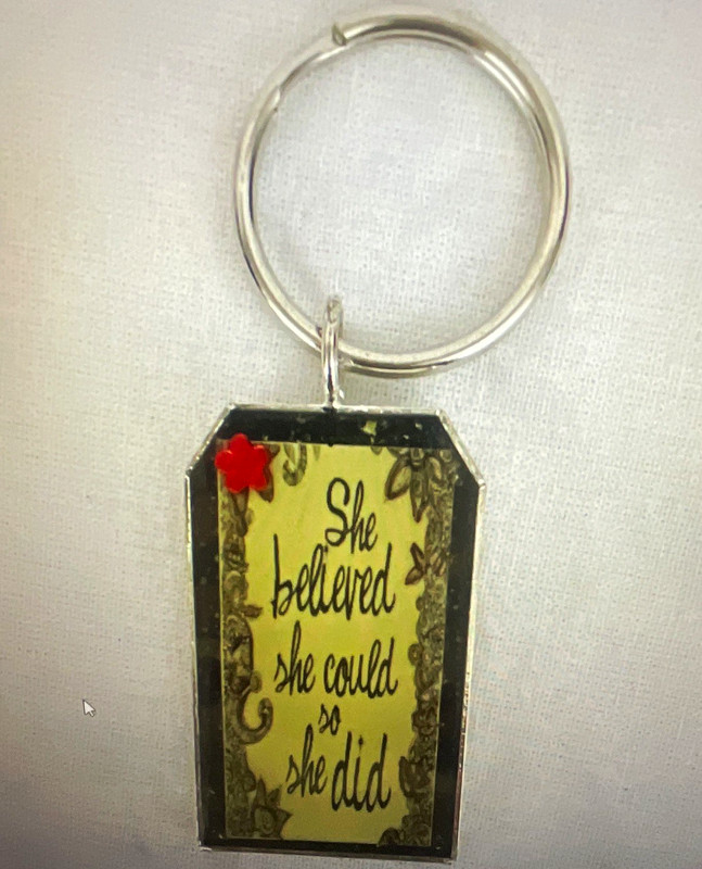 She Believed She Could So She Did Metal Keychain, Detachable Keyring