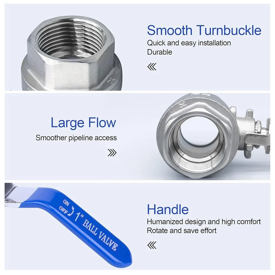 10 Pcs, 1" Stainless Steel, Ball Valve SS 304Q, WOG 1000, Full Port - Image 4 of 4