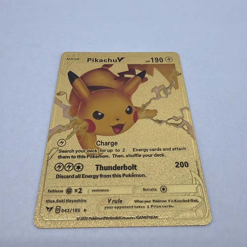 Pokémon Pikachu V Gold Metal Full Art Foil Card 043/185