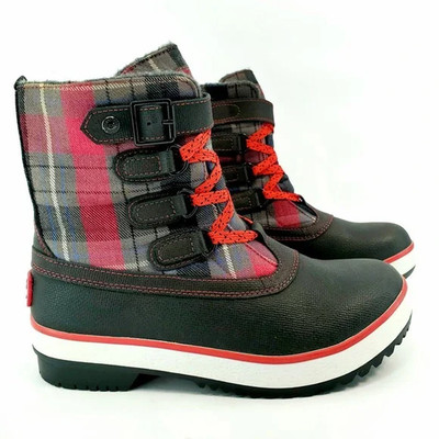 UGG Decatur Boots Women's Size 6 Leather Waterproof Black Red Lace Up Shoes