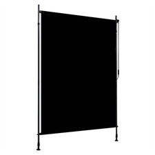 Outdoor Roller Blind Anthracite Steel Frame Blue/White PU UV Polyester 150x270cm