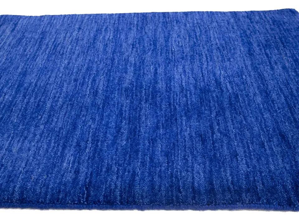 Royal Blue Solid Design Hand-Loomed 2x3 Gabbeh Wool Rug Oriental Carpet - Image 4 of 4