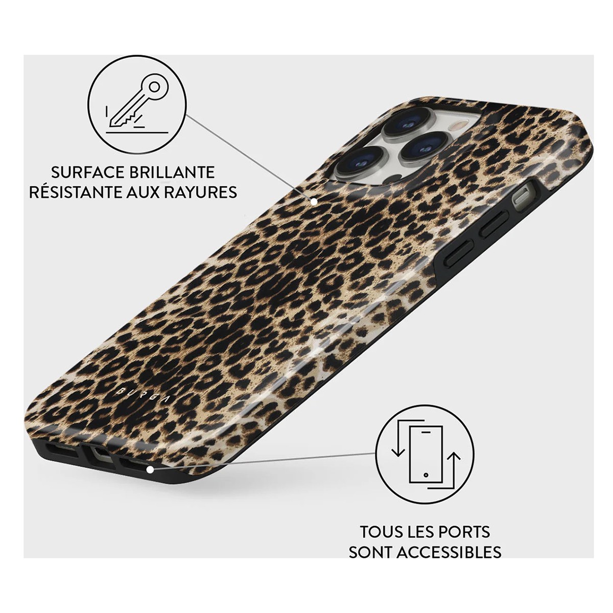 Coque iPhone 13 Pro Burga - Protection Antichoc Motif Léopard