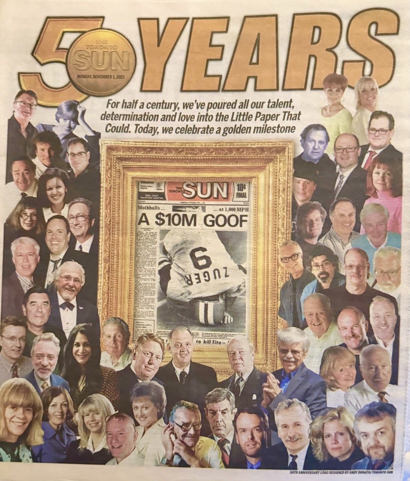 Toronto Sun Newspaper -50Th Anniversary-November 1, 2021. Excellent Condition !!