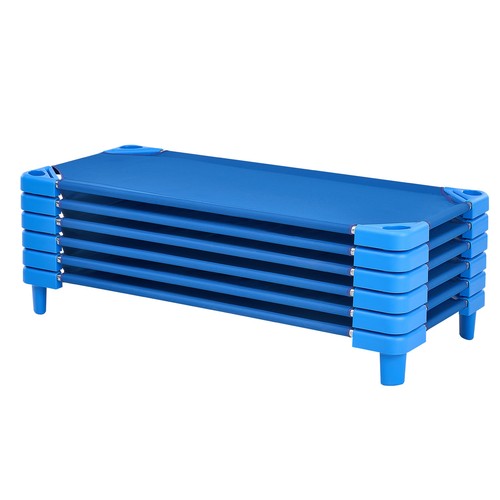 VEVOR Lettino Impilabile 132 x 58 cm Lettino per Asilo Nido Blu Confezione da 6 - Foto 9 di 12