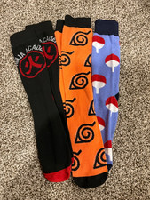 Naruto Shippunden Collection 3 Pair CREW SOCKS Men Size 8-12 NWOT