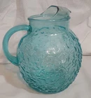 Vintage Anchor Hocking Lido Milano Ball Pitcher Aquamarine Teal with an Ice Lip