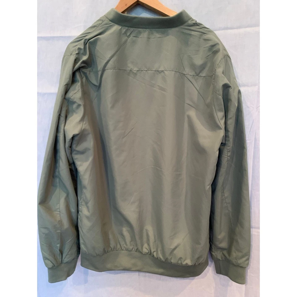 Brave Soul Green Mens Bomber XL Jacket Long Sleeve Zip Up Lightweight Coat - Image 4 of 4