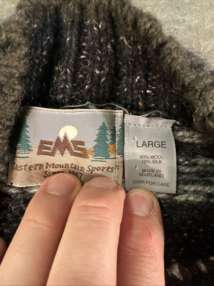 Eastern Mountain Sports Sweater Mens Lg Pullover Thick Nordic 90% wool 10% silk - Image 3 of 4