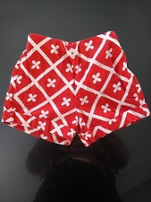 VTG 70s Kids Clothing Shorts Unisex Elastic Red Graphic Floral 20-24 inch waist