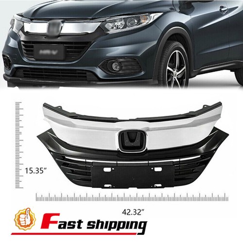 Front Bumper Grlle Chrome Black HO1200240 Ft For 2019-2021 Honda HRV