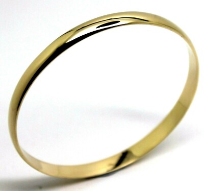 Genuine 9ct 9kt 375 FULL SOLID Heavy Yellow gold 6mm wide half round 60mm Bangle
