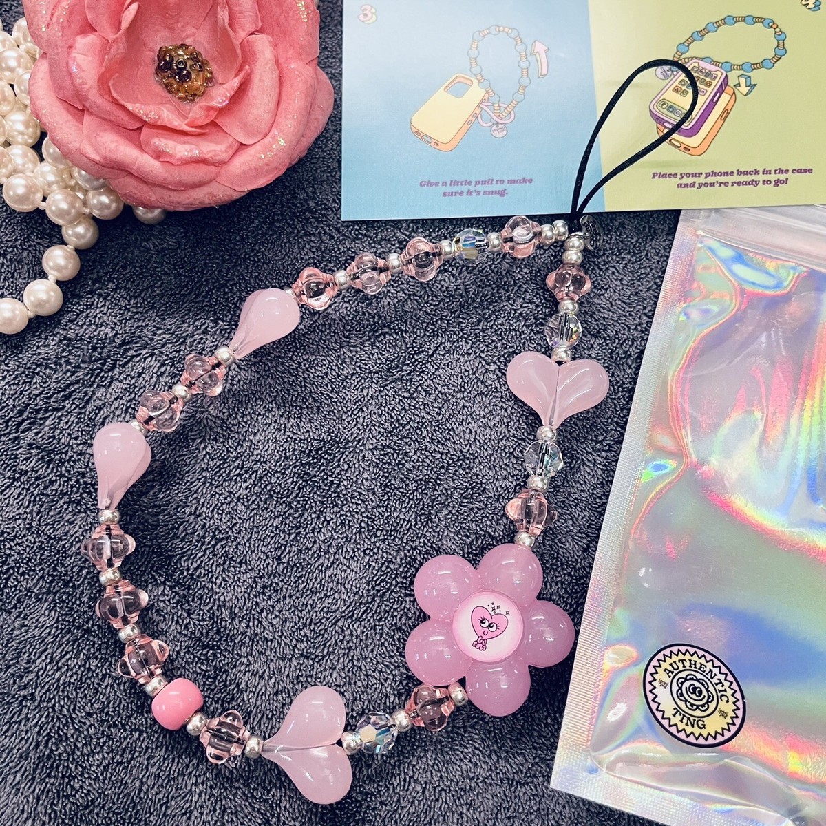 【String Ting】Sugar Pearl ハート 携帯ストラップ ♢String Ting♢スマホストラップ 雲xハート スマホケース