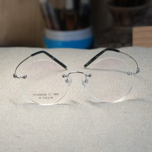 Brand new Rimless Glasses Men eyeglasses Round glasses frame Titanium eyeglasses - Picture 7 of 9