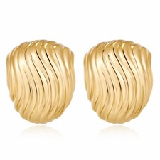 Gold Chunky Stud Earrings for Women Textured Stud Earrings for Trendy Jewelry