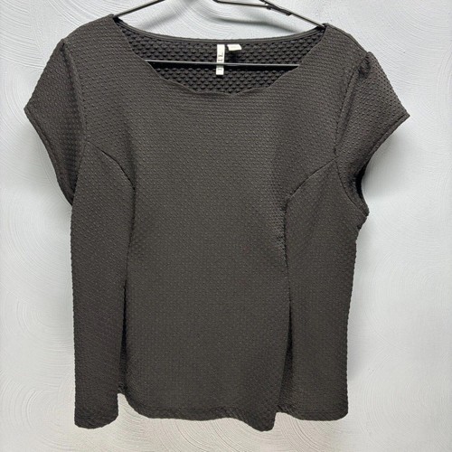 Elle Black Stretch Short Sleeve Round Neck Blouse Size XXL 2XL Women's