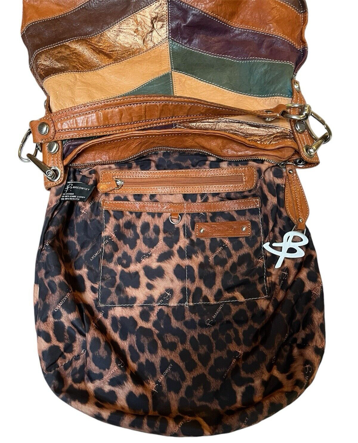 B Makowsky Leather Patchwork Convertible Shoulder… - image 14