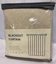 INOVADAY Blackout Curtains, 50"w x 120" L, Natural, Use w/Rod or Clips - NEW