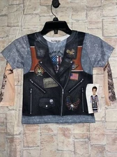 Realistic Biker With Tattoos Shirt Faux real Tattooed Biker T-Shirt 4T