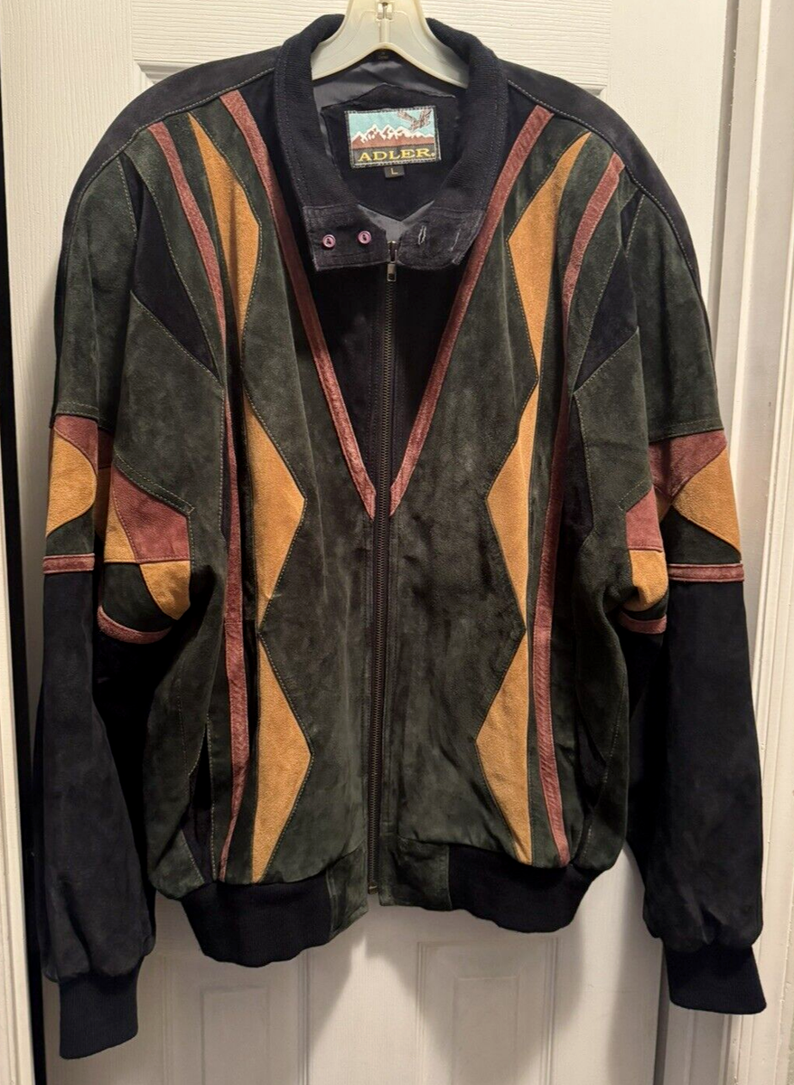 ADLER Suede Genuine Leather Bomber Jacket Outerwear Lined ADLER Suede Genuine Leather Bomber Jacket Outerwear Lined