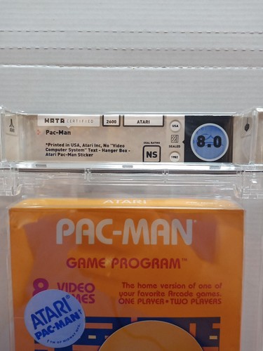 1982 PAC-MAN ATARI 2600 No "Video Computer System" Text Hanger Box WATA 8.0 RARE - Picture 3 of 5