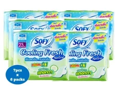 6 Packs SOFY Cooling Fresh Cucumber Extract Sanitary Pads Super Slim 7pcs