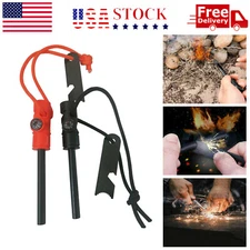 Fire Starter Flint Steel Striker Survival Kit Ferro Rod Camping Outdoor Tool US