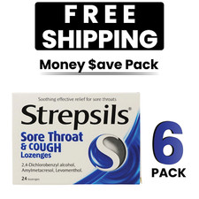 Strepsils Sore Throat & Cough Lozenges 24ct- PACK OF 6- FREE SHIPPING