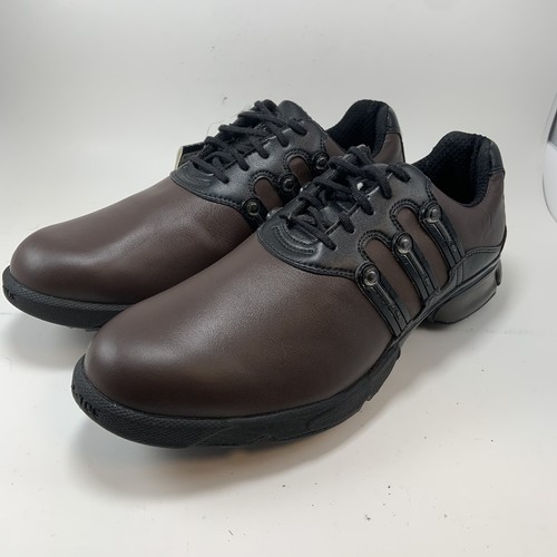 Zapatos de golf Adidas a3 de 3 rayas marrones/negros para hombre talla 8 - Imagen 1 de 8