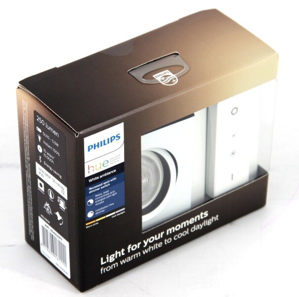 Philips Hue White Ambiance Milliskin Einbauspot Eckig Mit Dimmschalter Weiss-image