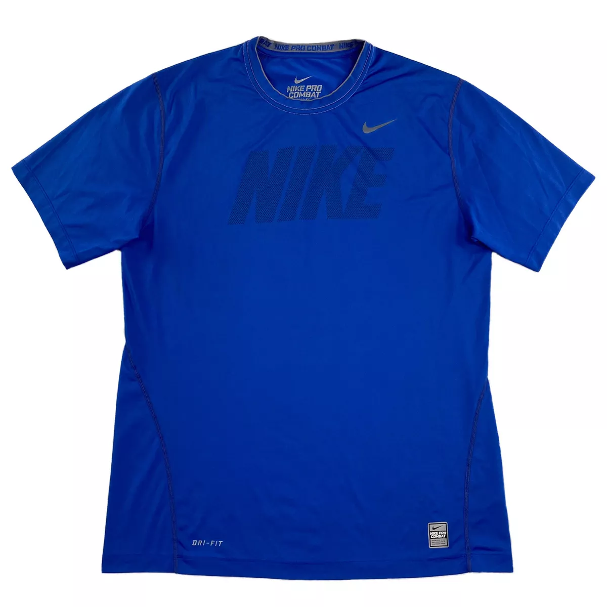 Nike Pro Combat Compression Shirt Men s Large Fitted Dri Fit Blue 434850 493
