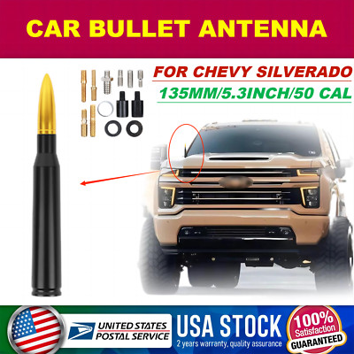 CNC BLACK-GOLD BULLET ANTENNA 50 CAL 5.3'' for CHEVRY SILVERADO 1500/2500HD/3500