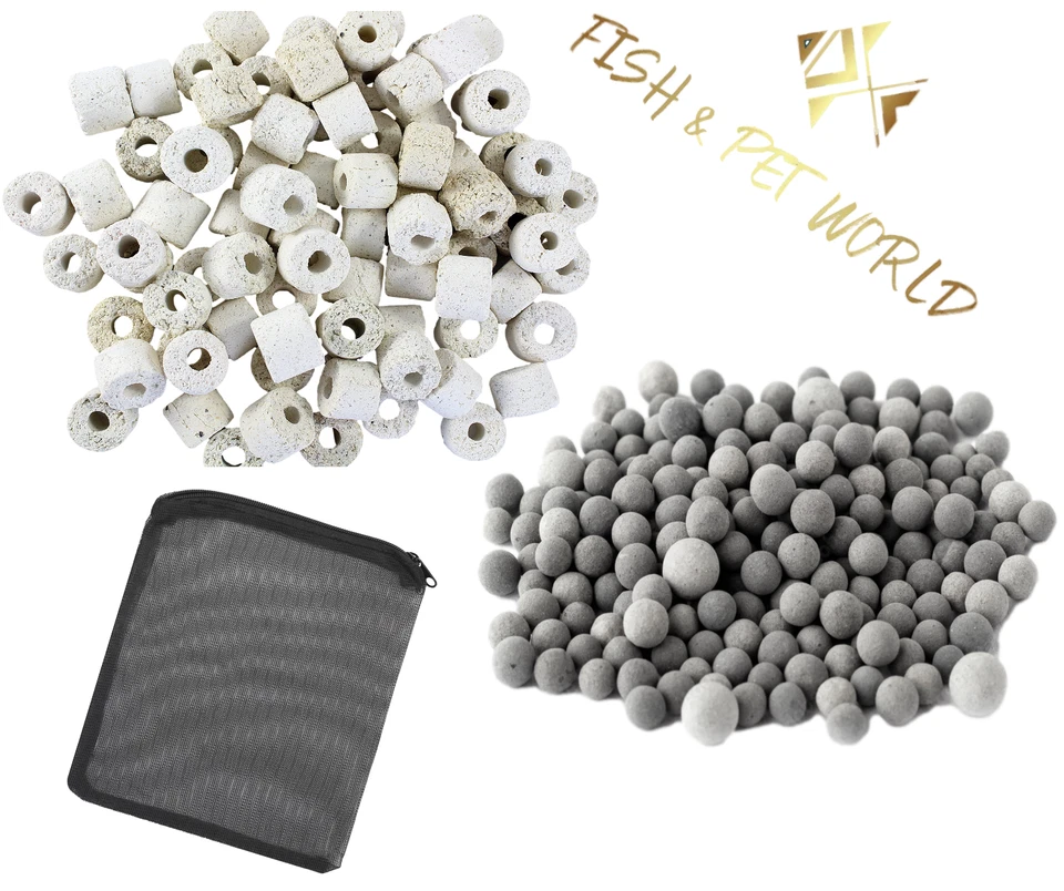 Bio Filter Media Aquarium – Ceramic Rings & Bio Balls Remove Ammonia NO2 NH4