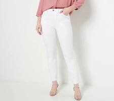 Dennis Basso Stretch Twill Slim Leg Pants White 4 New