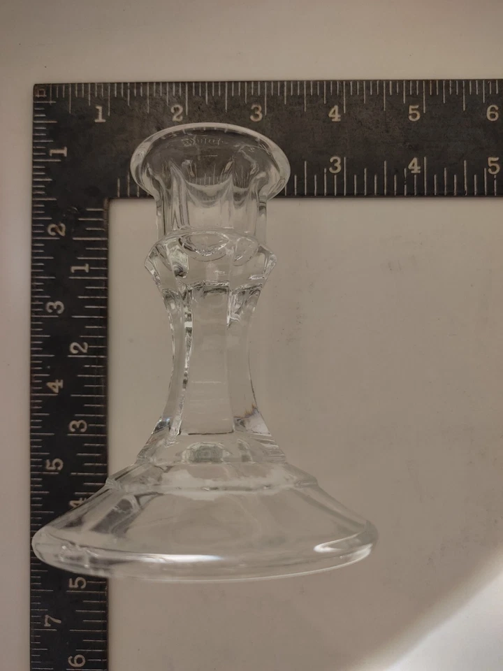 Juego De Colección De 2 Candelabros De Vidrio Libbey 4-1/4 Pulgadas De Alto Vidrio Transparente Foto 2 de 2