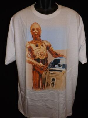 New Star Wars C3PO & R2D2 Adult Mens Size XL-2XL White Shirt | eBay