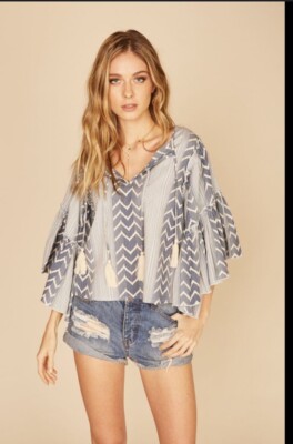 VINTAGE HAVANA Anthropologie Boho Top S Cottage BELL Fairycore Bohemian Gypsy