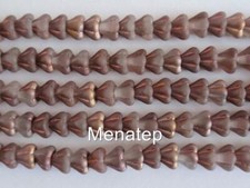 50 6mm Czech Glass Baby Bell Flower Beads: Matte - Apollo Gold