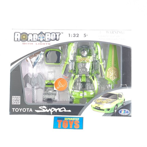 Road Bot with lights TOYOTA SUPRA 1:32 Happy Well green Robot Transformer figure - Picture 5 of 7