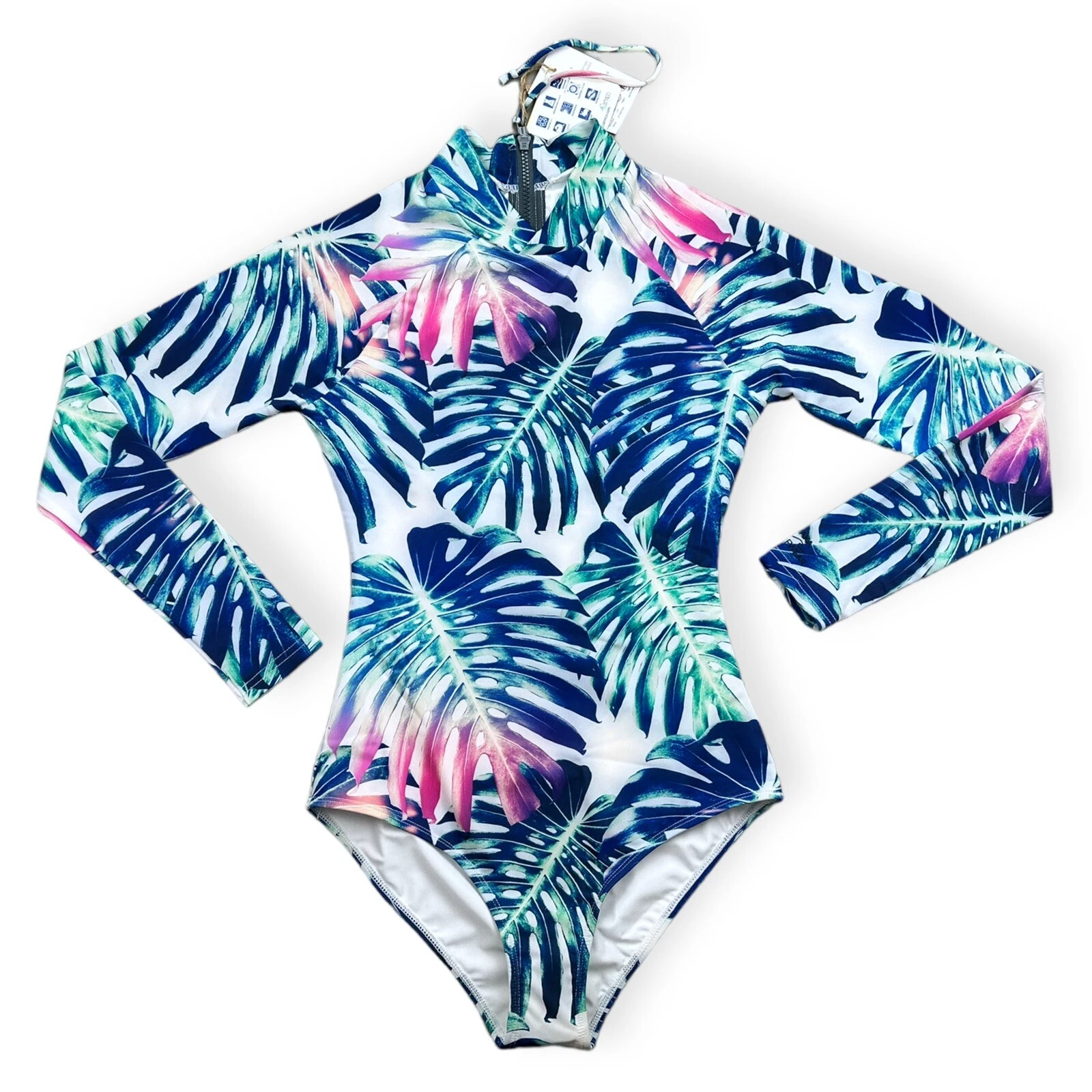 Surf Shirt Womens Sz S M Surfbody NAKA LS Palm Surf Sun Protection Swimsuit