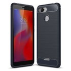 Xiaomi Redmi 6 Case Carbon Fiber Optyka Szczotkowane etui ochronne Bumper Cover Niebieski
