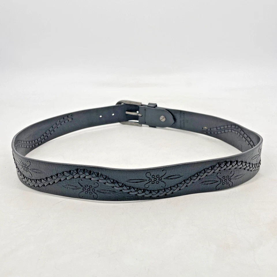 Pistil Mujer Talla M Cuero Genuino Boho Negro Cinturón Estampado Hebilla Foto 2 de 4