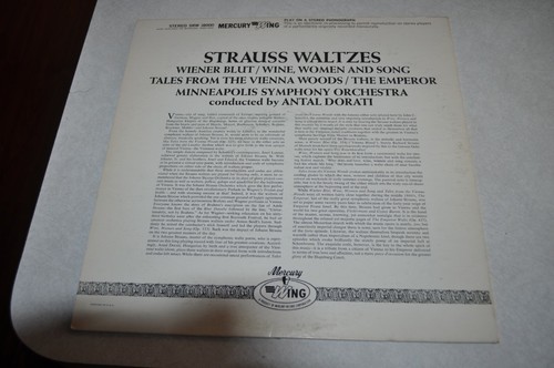 Conductor Antal Dorati Strauss "Waltzes" US Mercury Wing Records LP Vinyl VG - Picture 2 of 2
